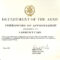 001 Army Certificate Of Appreciation Template Ideas intended for Army Certificate Of Achievement Template