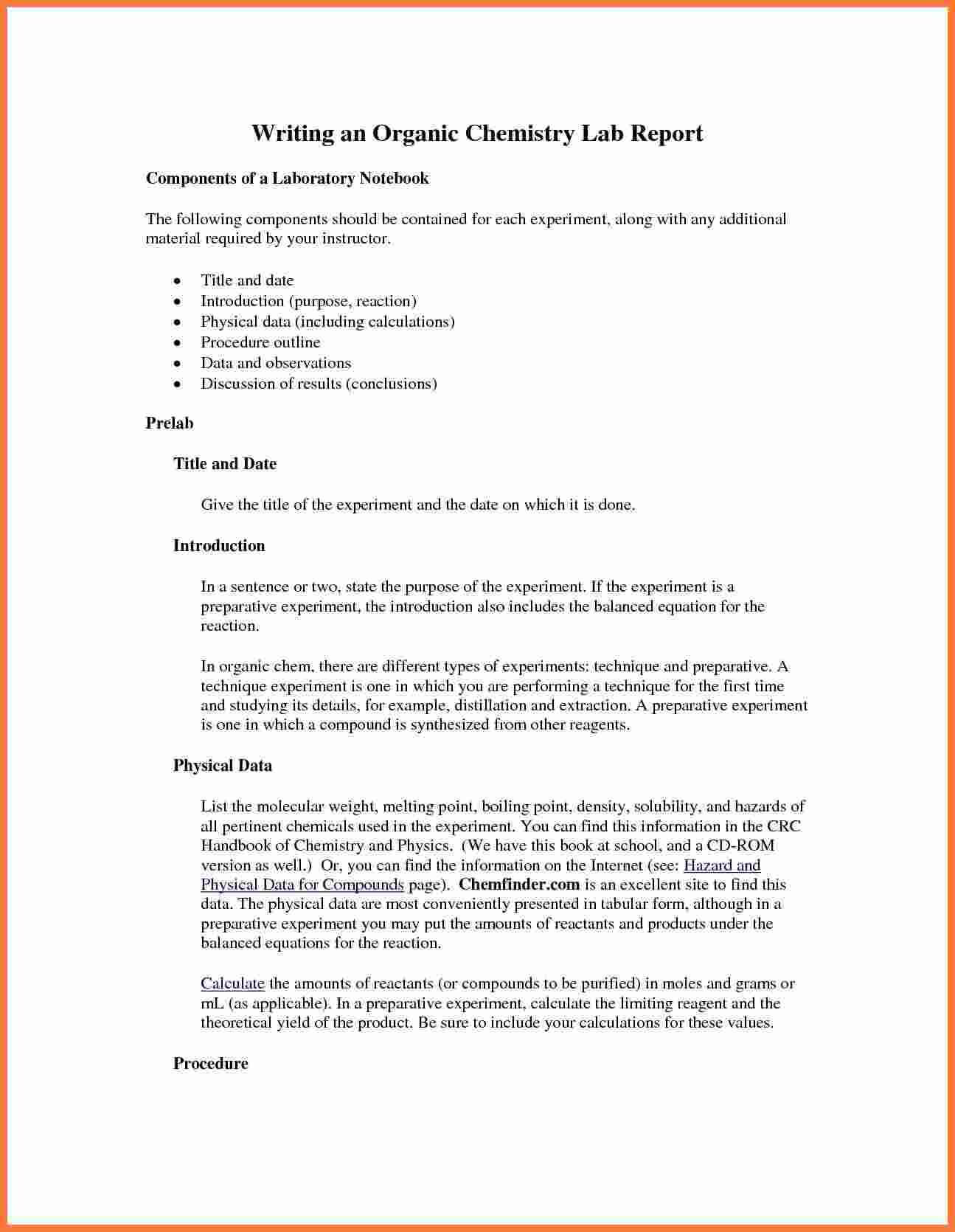 003 Organic Chemistry Lab Report Example Also Ibmistry Intended For Chemistry Lab Report Template