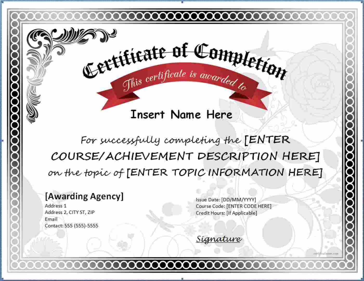 005 Certificate Of Completion Template Free Printable Intended For Certificate Of Completion Template Free Printable