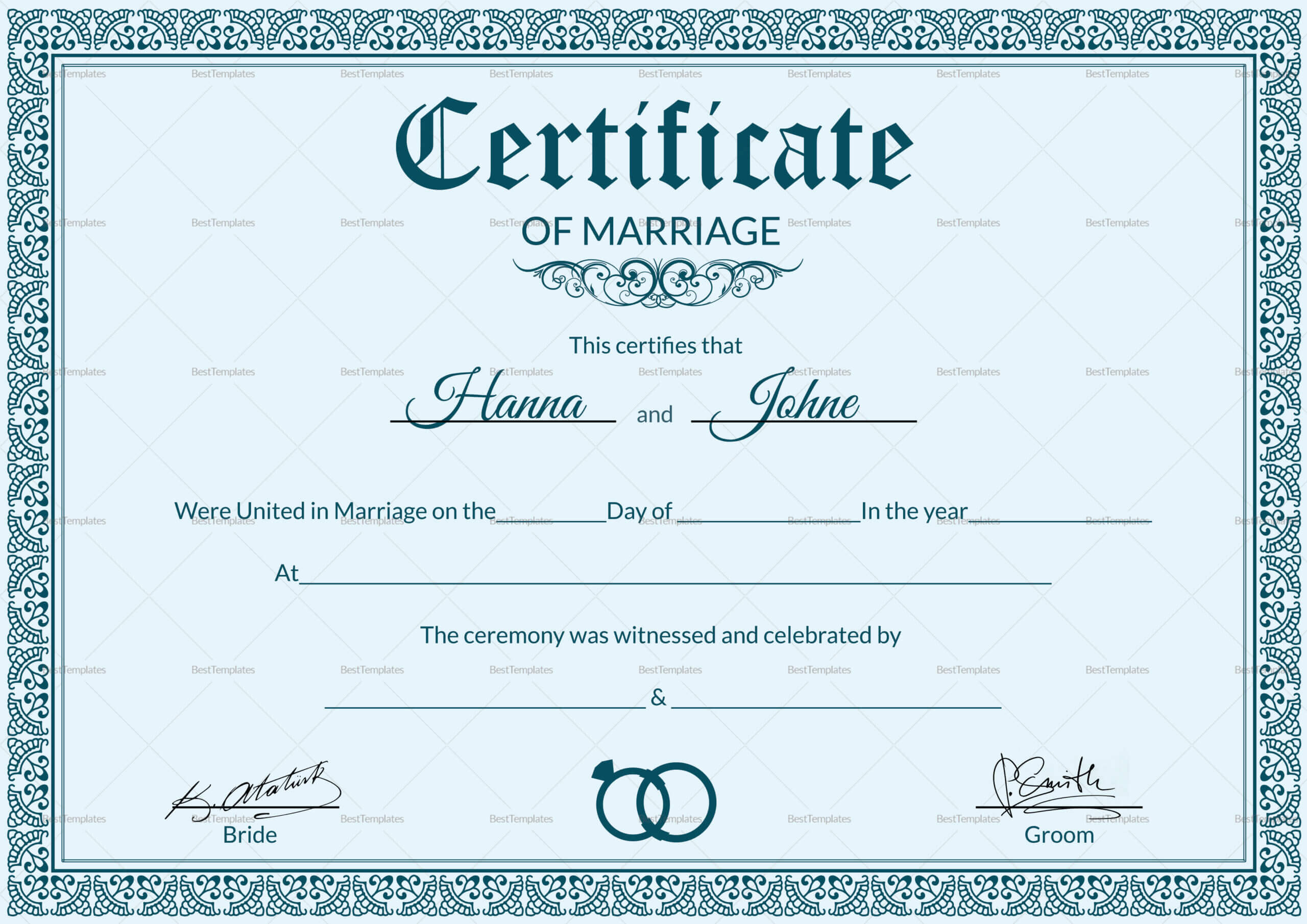 005 Marriage Certificate Template28129 Of Template Beautiful Intended For Certificate Of Marriage Template
