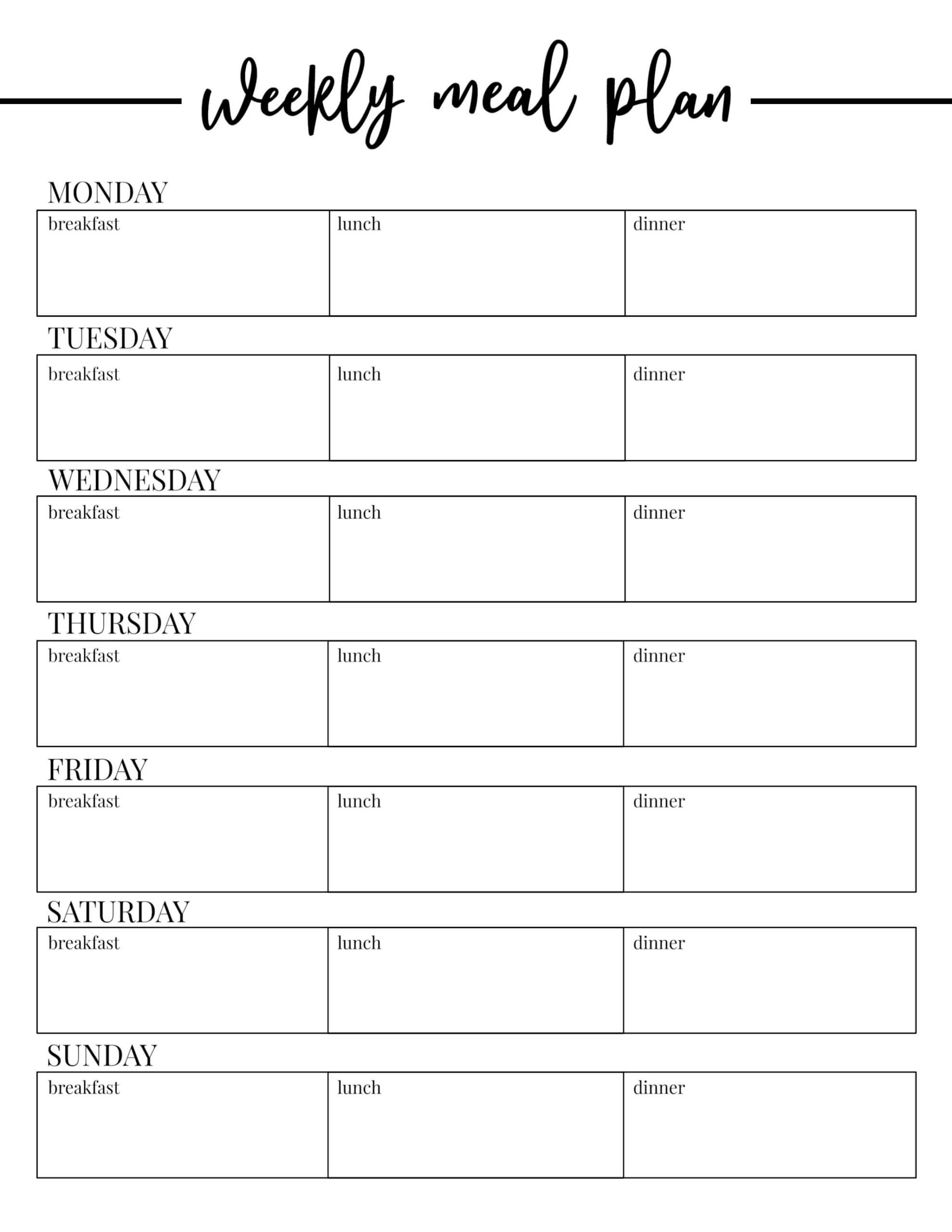 005 Weekly Meal Plan Template Ideas Free Best Word ~ Thealmanac Intended For Blank Meal Plan Template