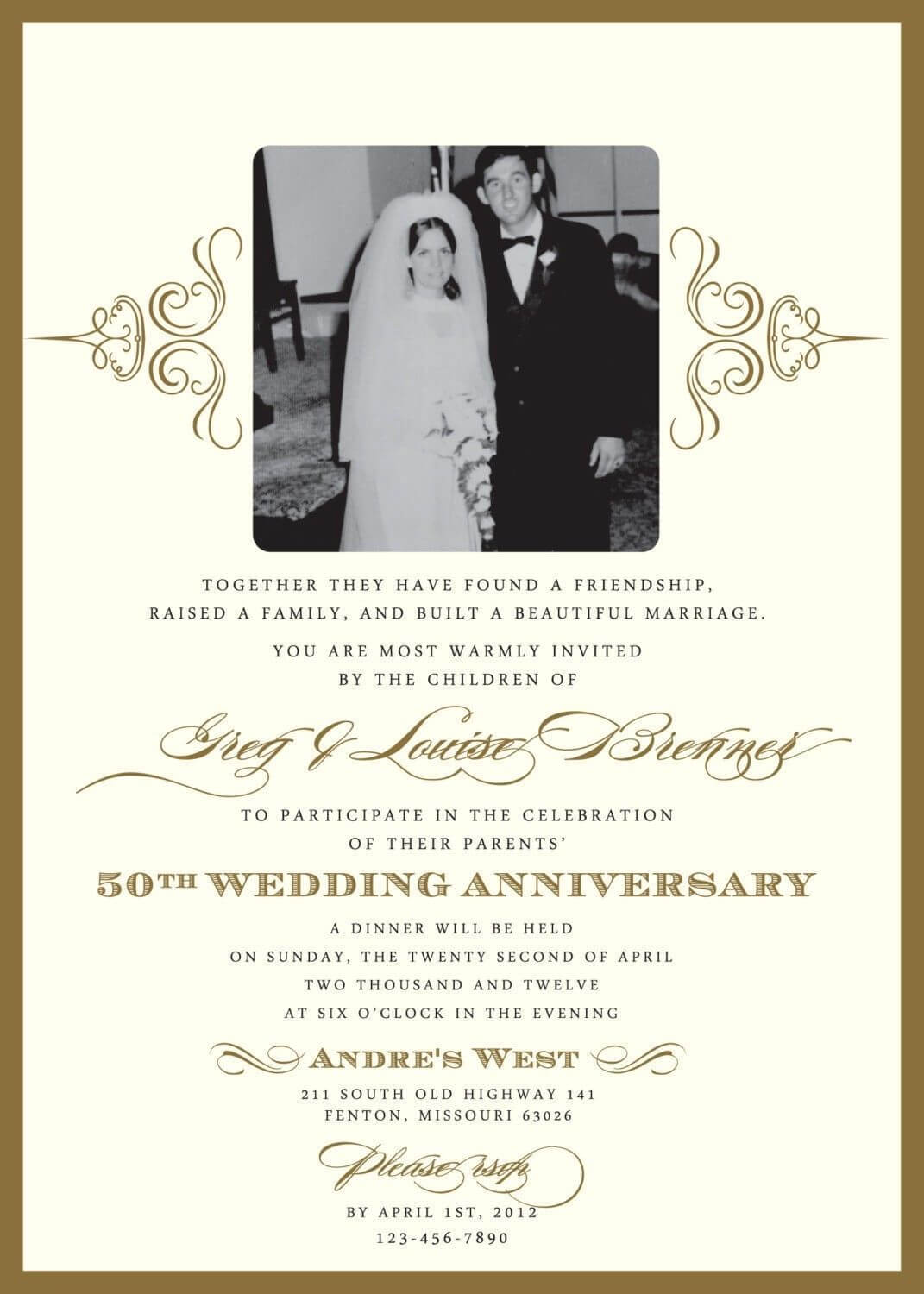 006 50Th Anniversary Invitation Template Ideas Top Wedding In Anniversary Card Template Word