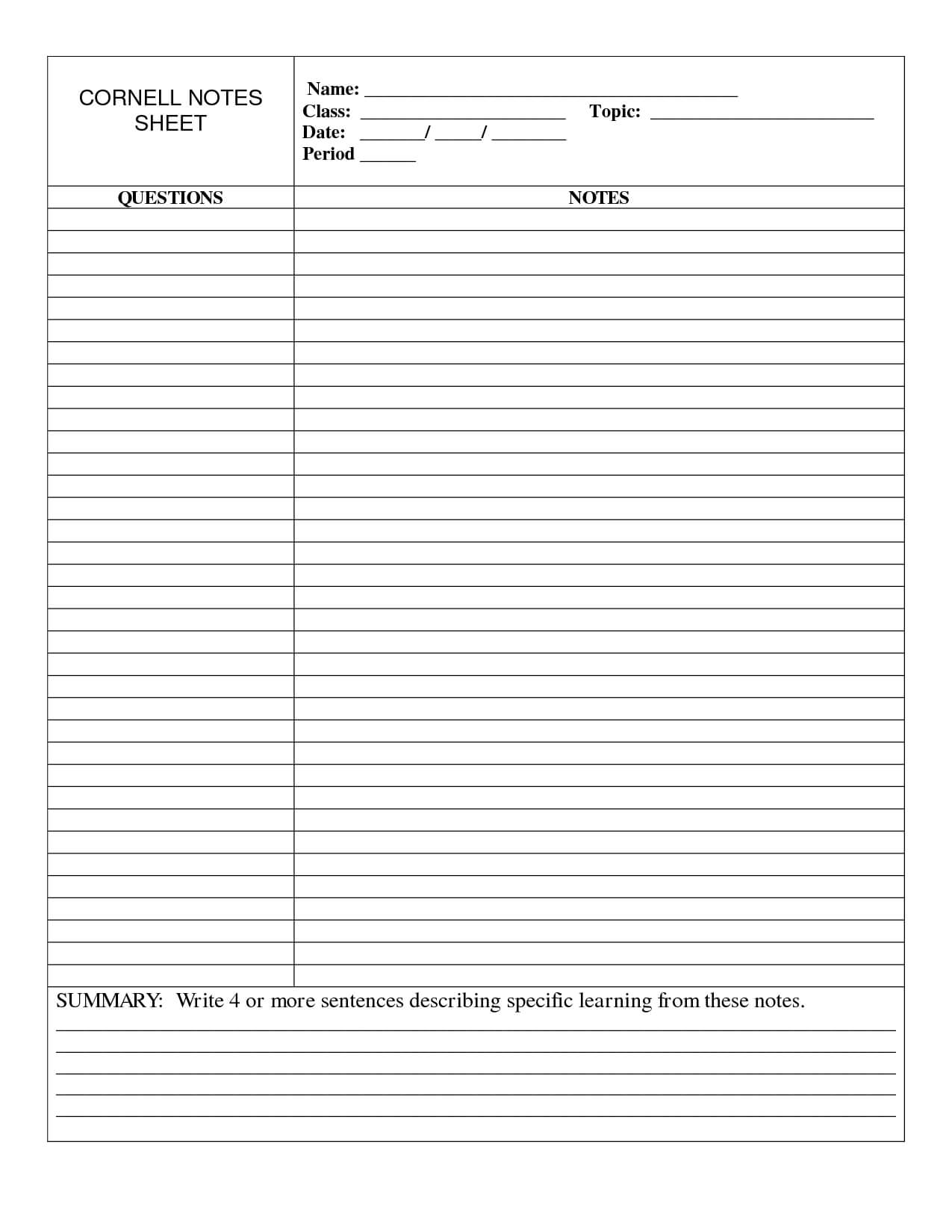 006 Cornell Notes Template Download Ideas Note Taking With Regard To Avid Cornell Notes Template Pdf