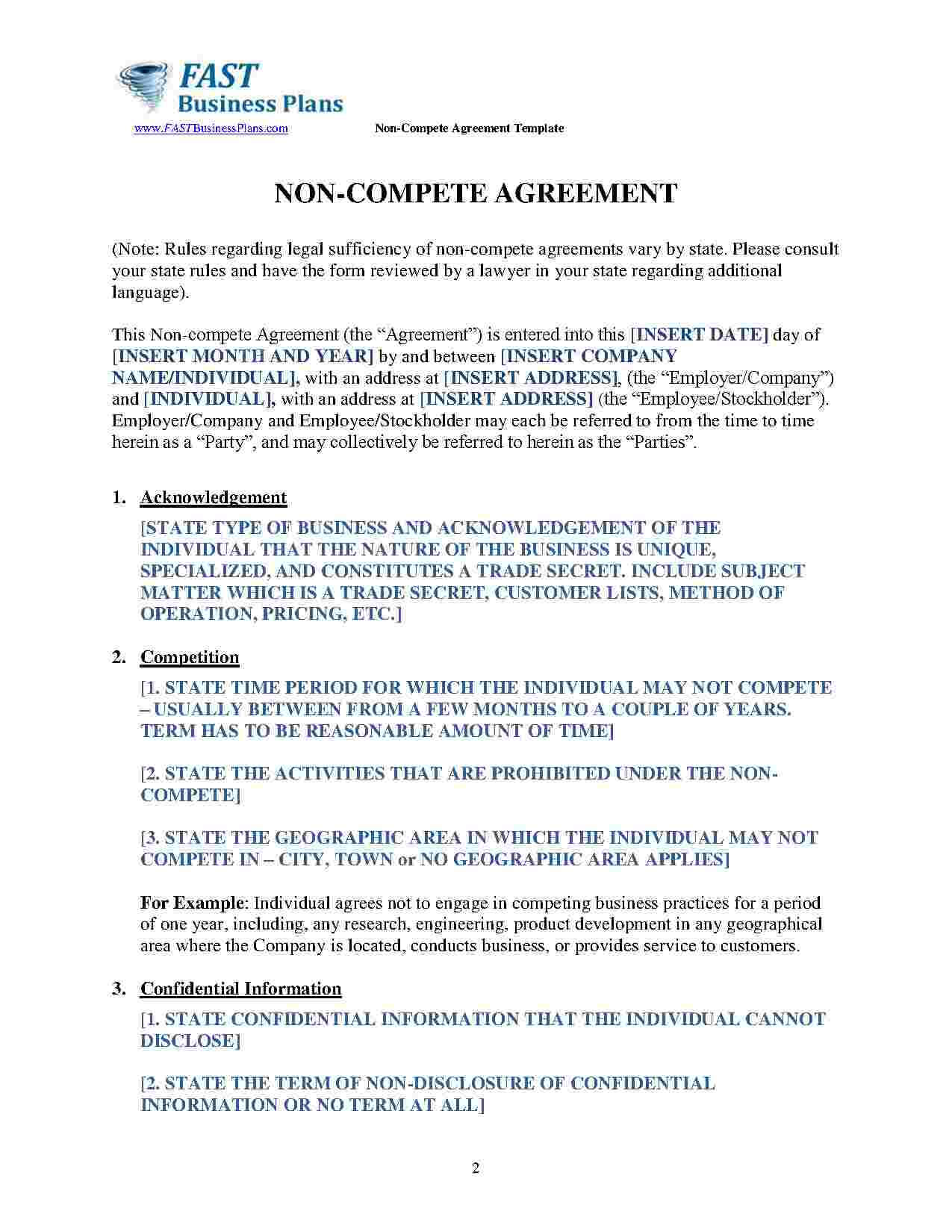006 Image2 Non Compete Agreement Template Best Ideas Free In Business Templates Noncompete Agreement