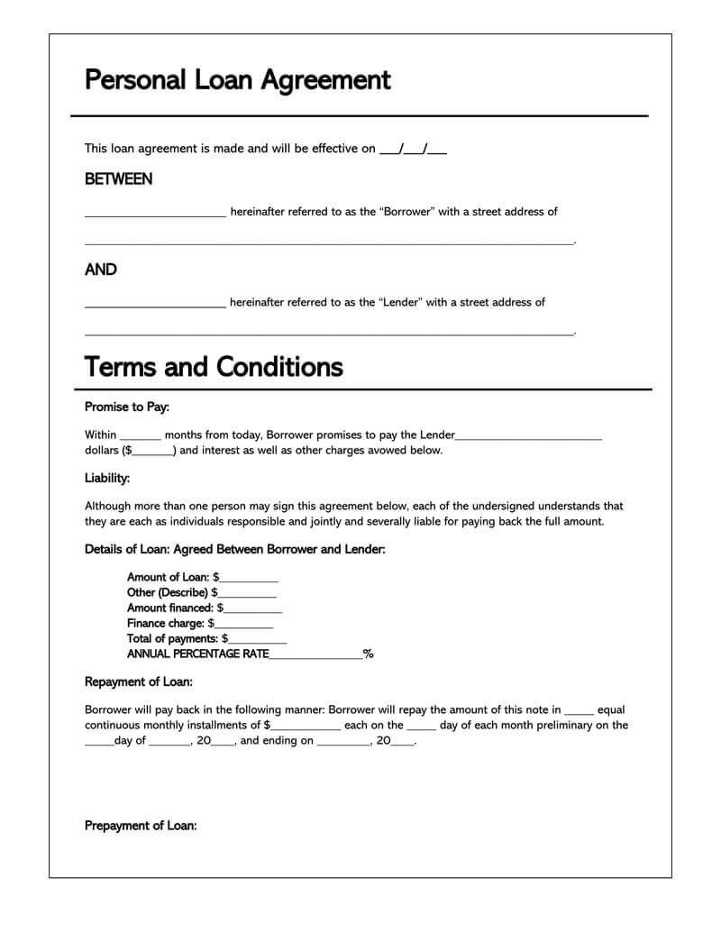 006 Personal Loan Agreement Template Free Phenomenal Ideas Intended For Blank Loan Agreement Template