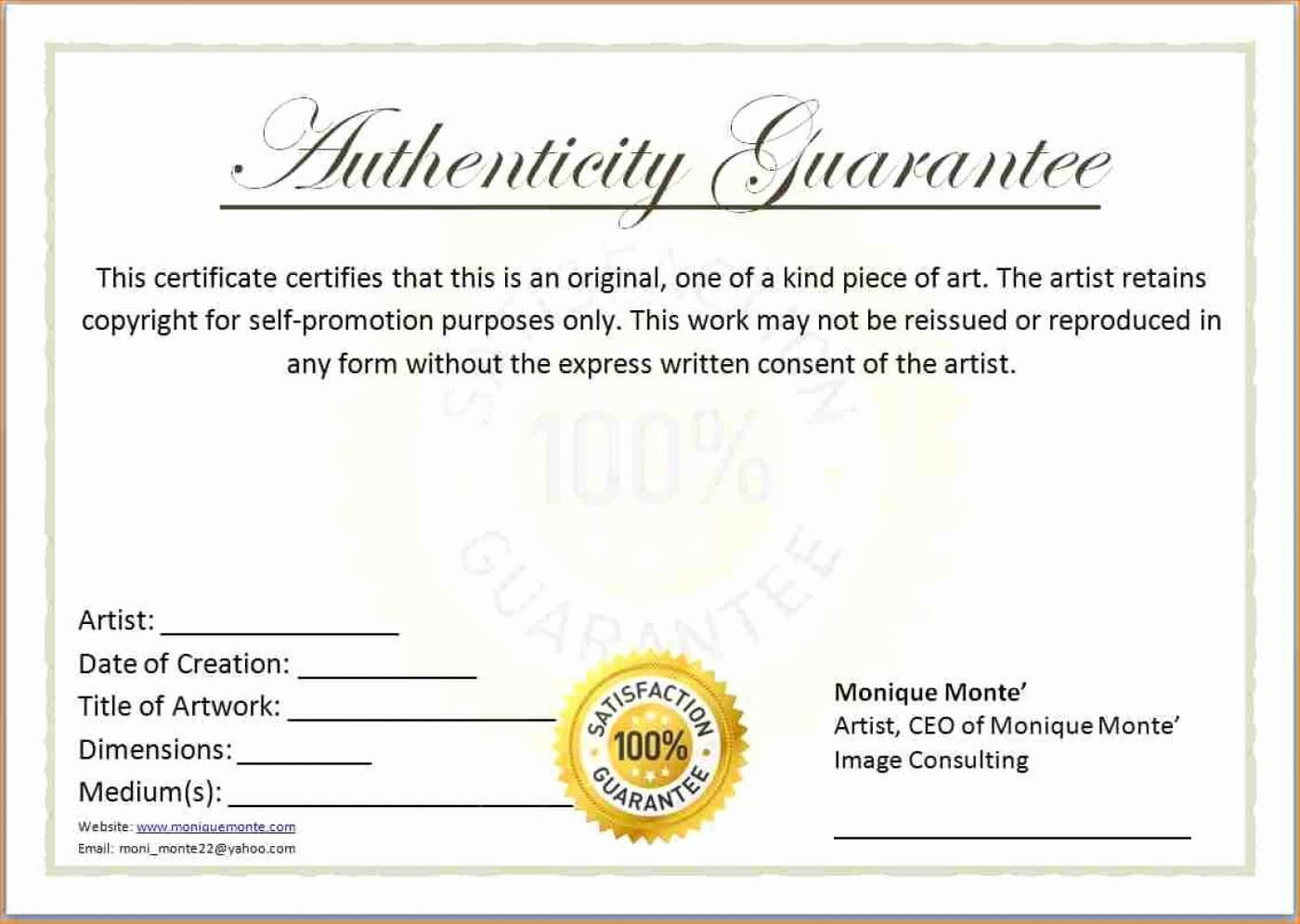 007 Certificate Of Authenticity Template Free Aplg With Certificate Of Authenticity Template