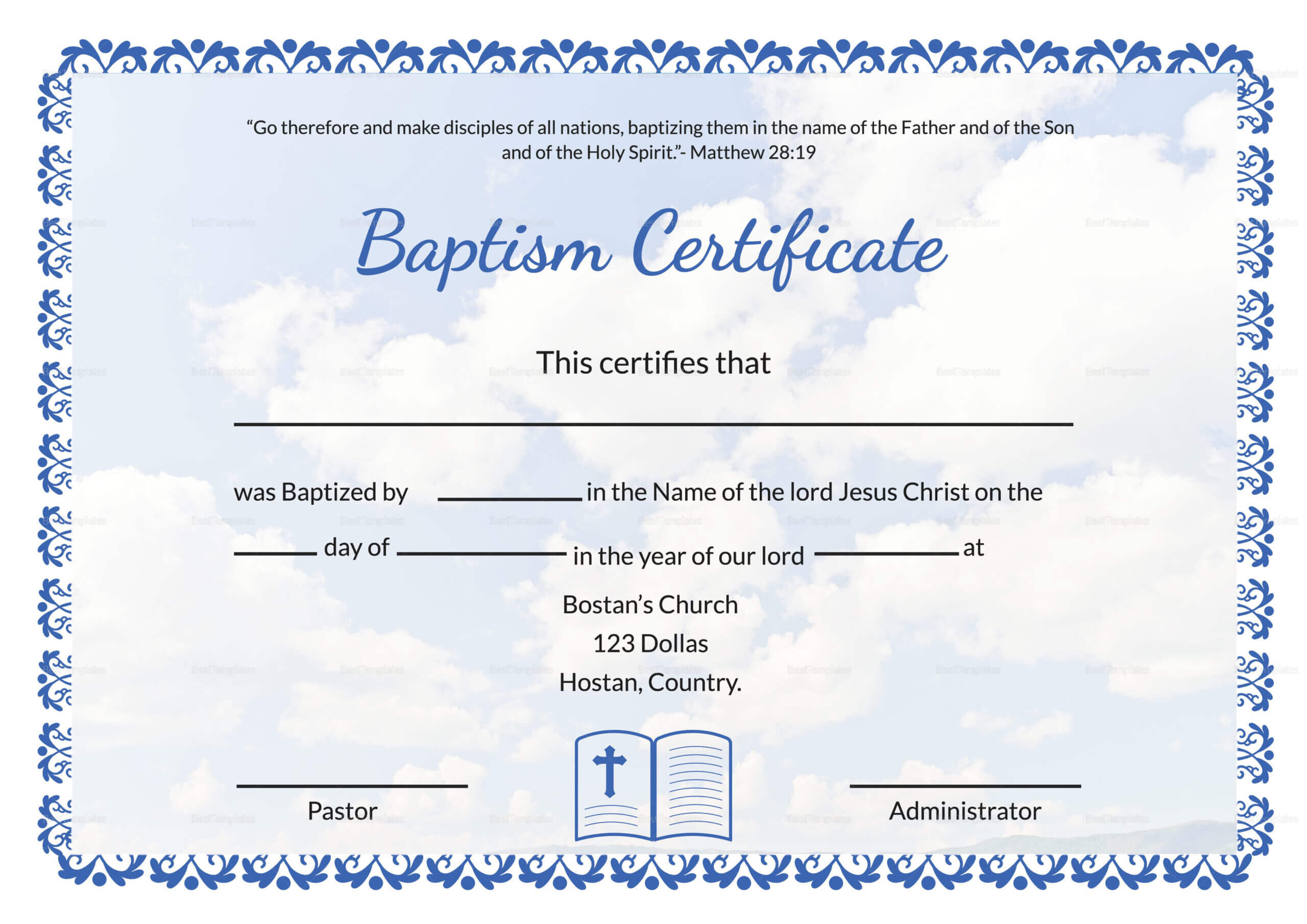 007 Certificate Of Baptism Template Ideas Unique Church In Christian Certificate Template