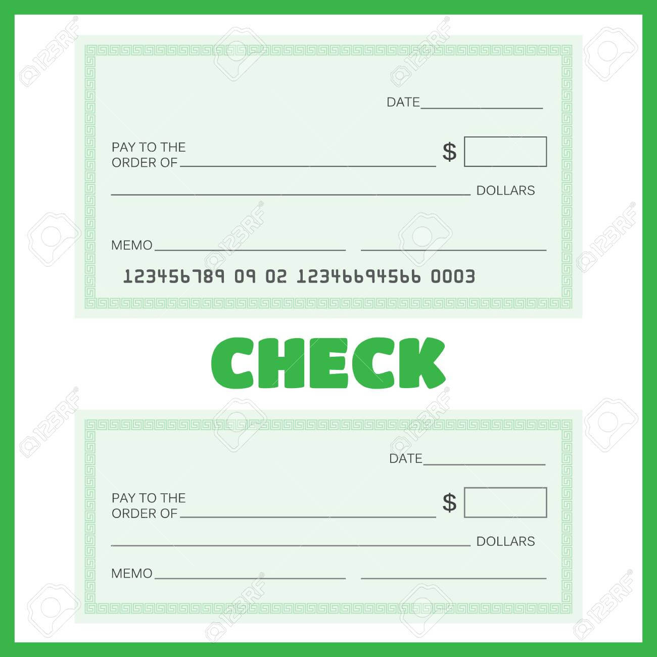 008 Template Ideas Blank Check Bank Set Vector Sensational Regarding Blank Cheque Template Download Free