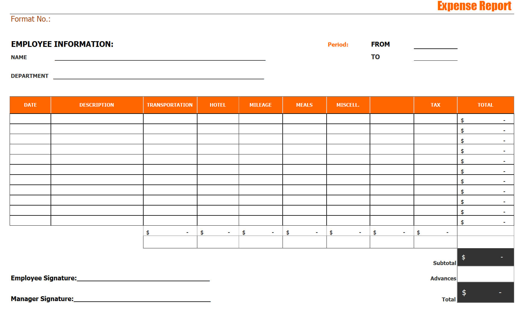 010 Expense Report Template Free Basic Monthly With Blank Throughout Blank Scheme Of Work Template