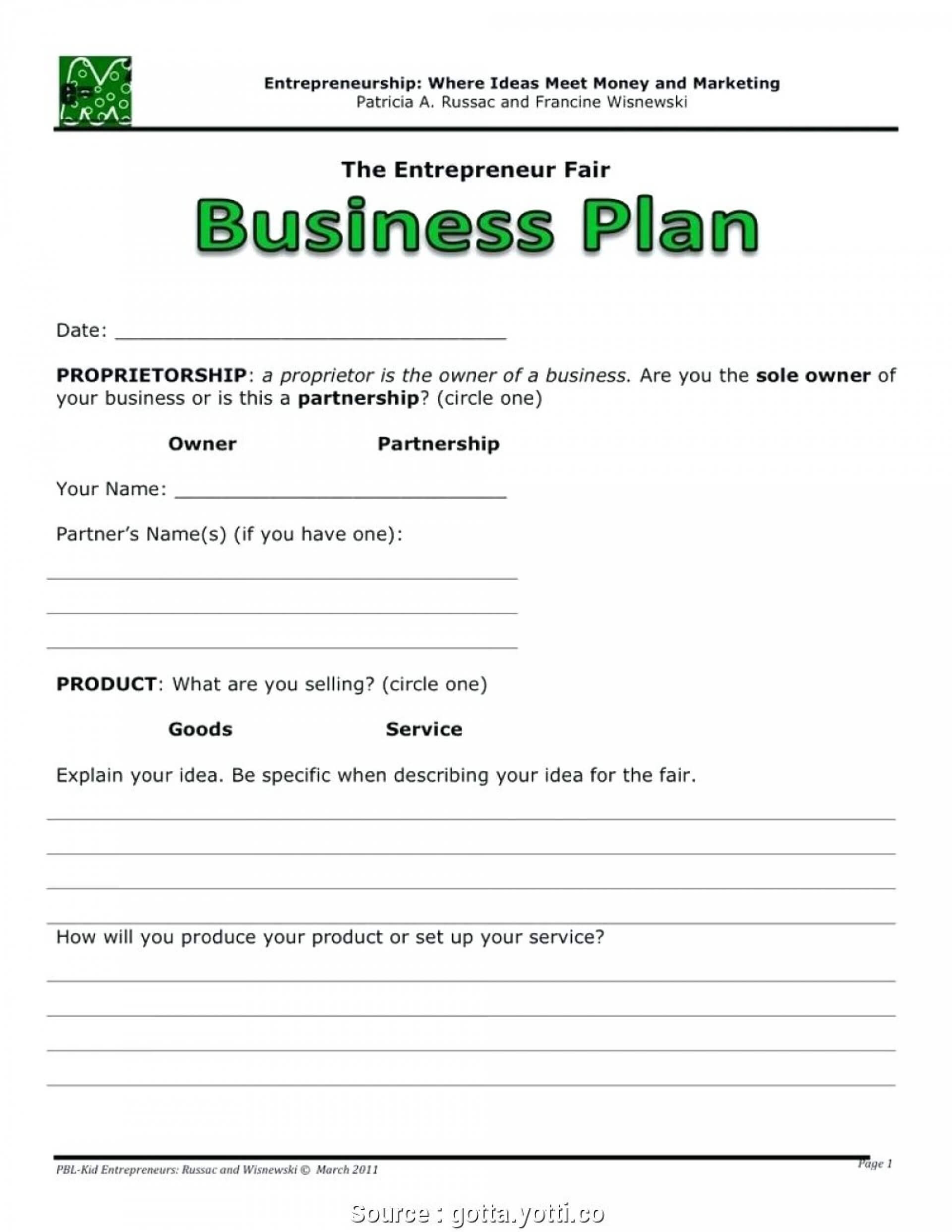 014 20Free One Page Business Plan Template Examples Pdf Pertaining To 1 Page Business Plan Templates Free