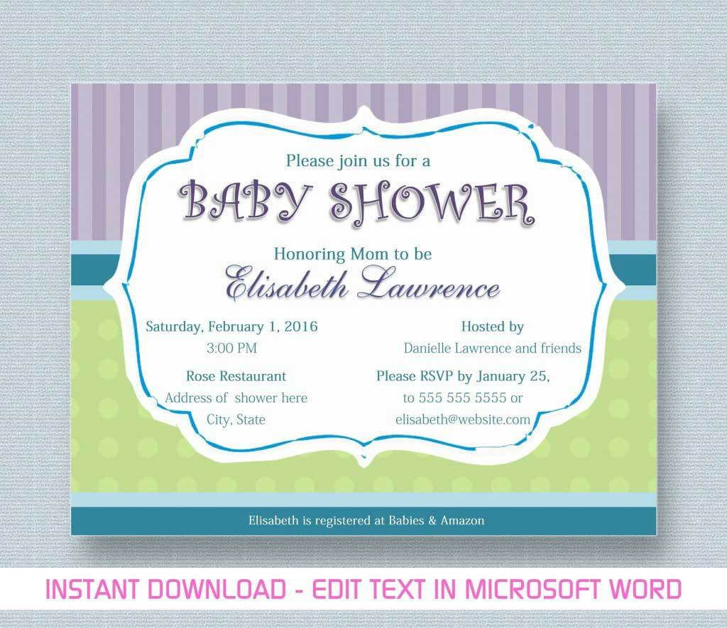 015 Template Ideas Free Baby Shower Invitation Templates Pertaining To Baby Shower Invitation Templates For Word