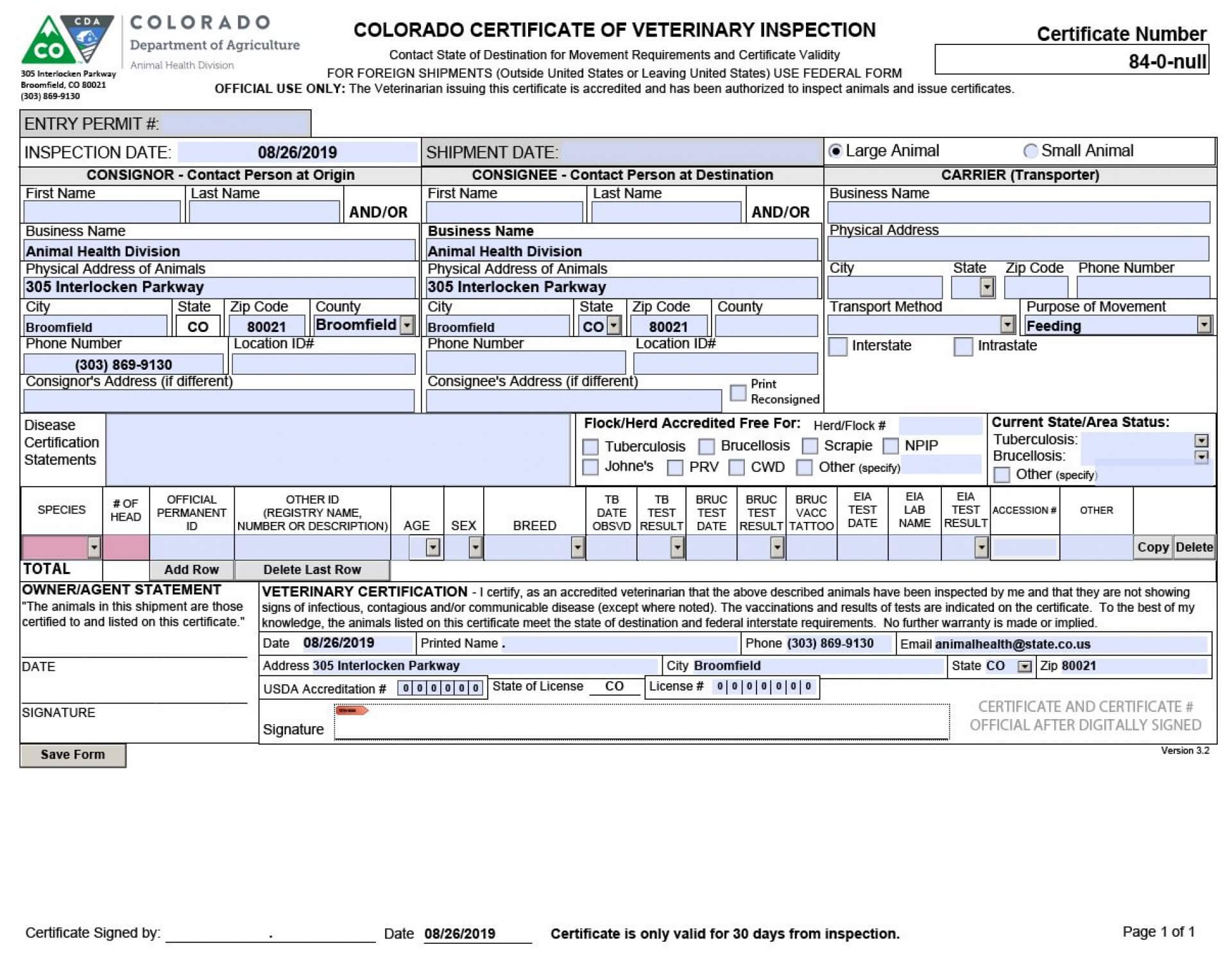 017 Pet Health Certificate Template Regarding Certificate Of Inspection Template