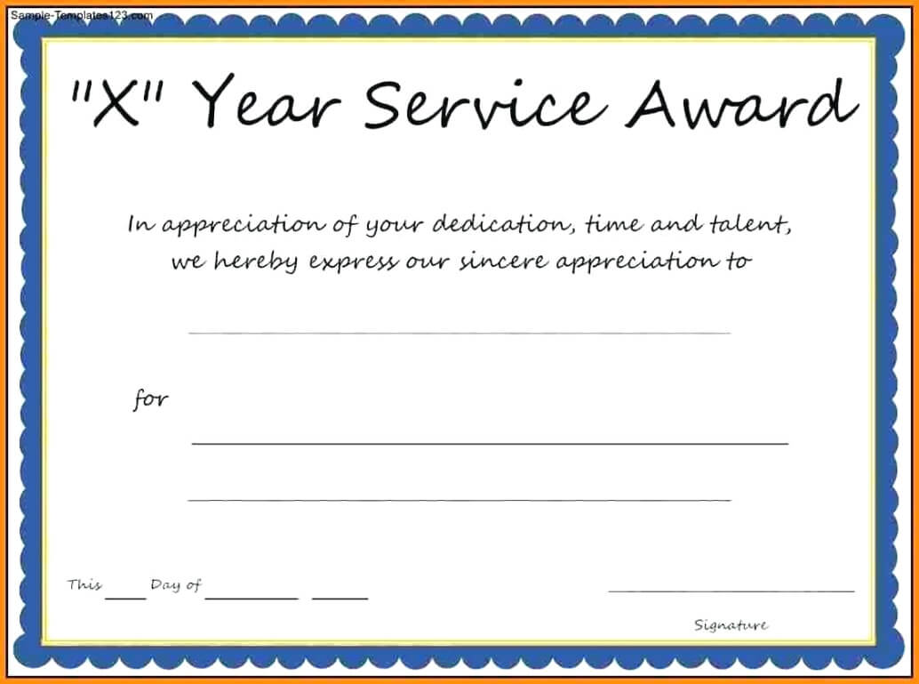 019 Certificate Of Service Template For Years Award Regarding Certificate For Years Of Service Template