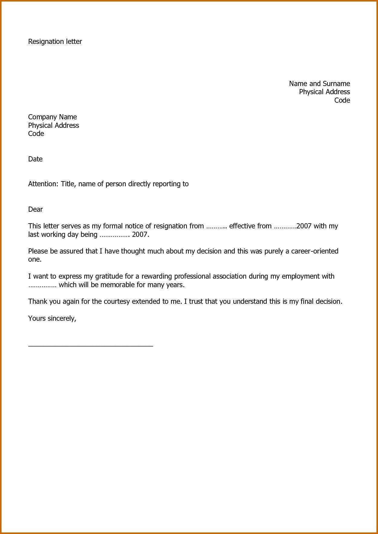 019 Letter Of Resignation Templates How To Write For Work In Certificate Of Acceptance Template