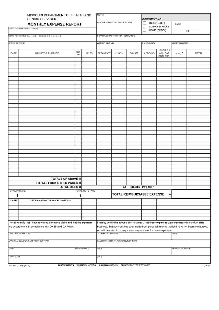 020 Expense Report Template Monthly Word Stupendous Ideas In Ar Report Template