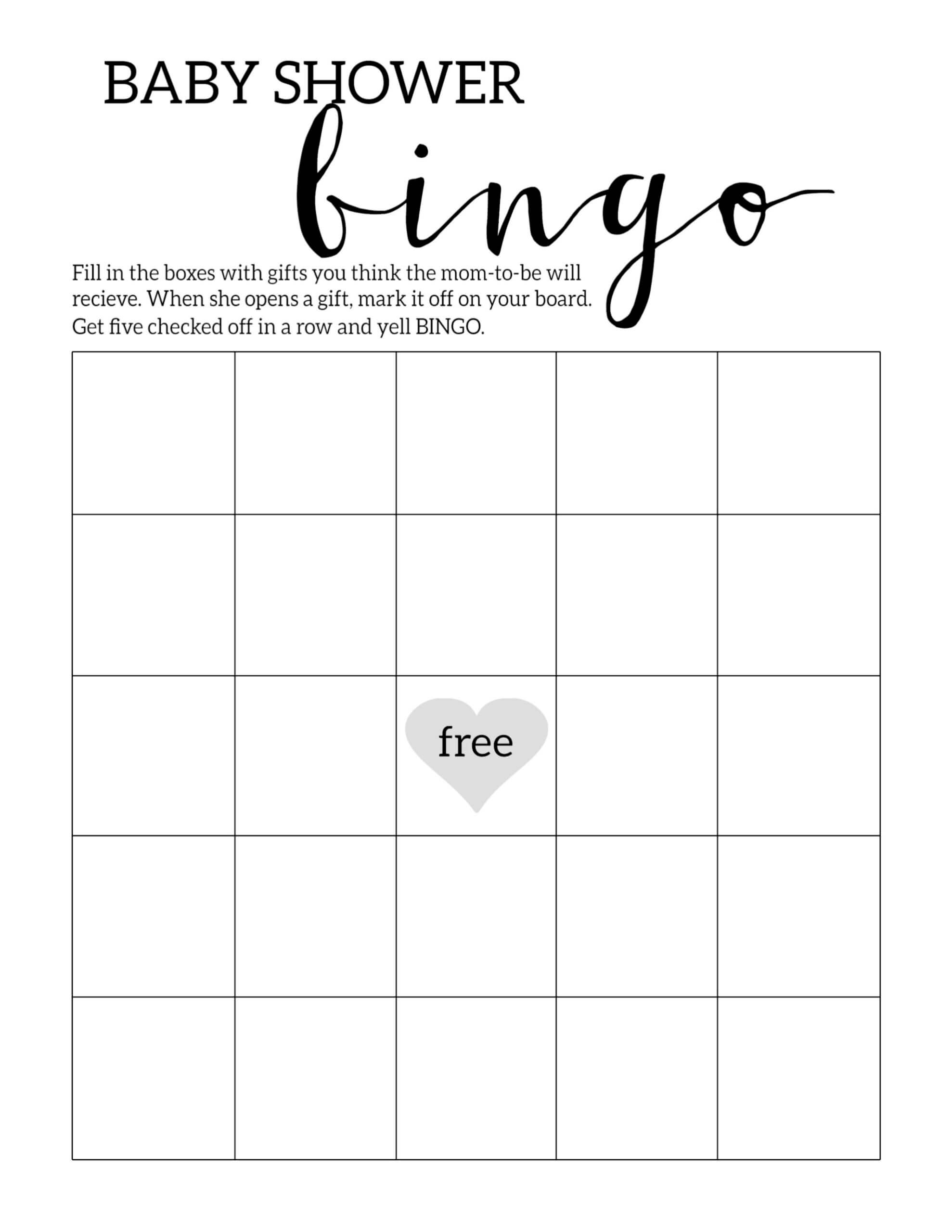 020 Sets Of Free Baby Shower Bingo Cards Pertaining To Within Blank Bridal Shower Bingo Template
