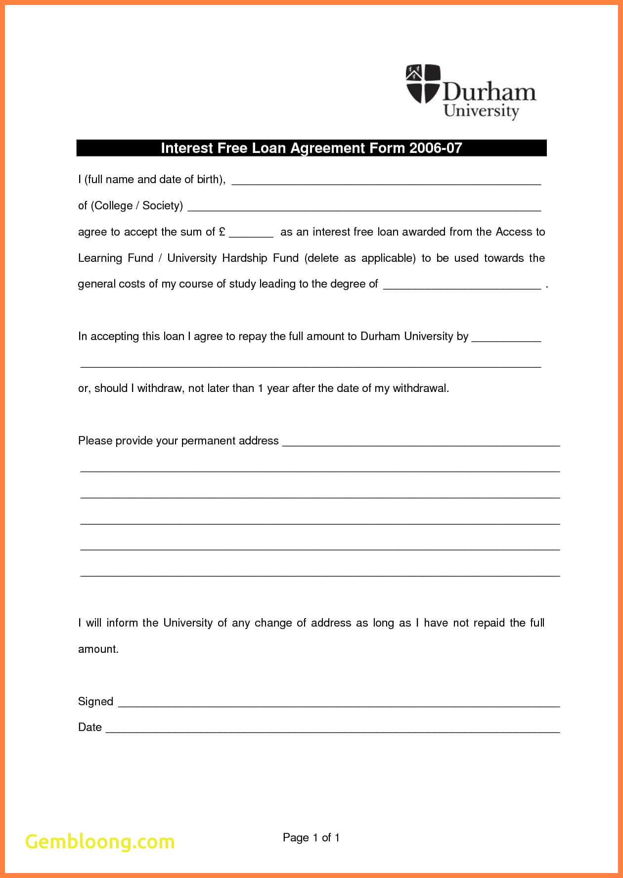021 Template Ideas Free Loan Agreement Form New Printable For Blank Loan Agreement Template