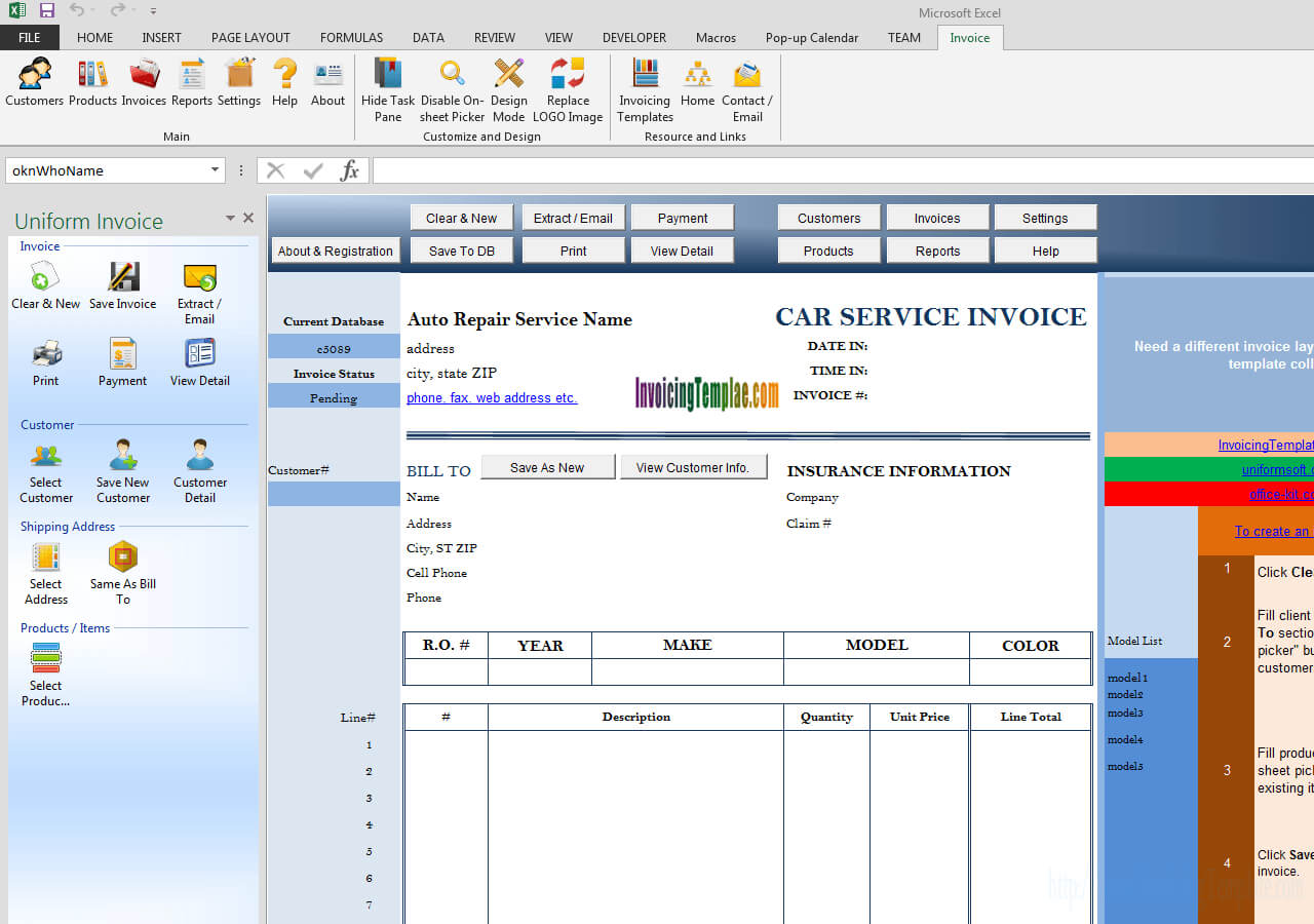 024 Car Repair Invoice Template Free Auto Service Lift Image Inside Car Service Invoice Template Free Download