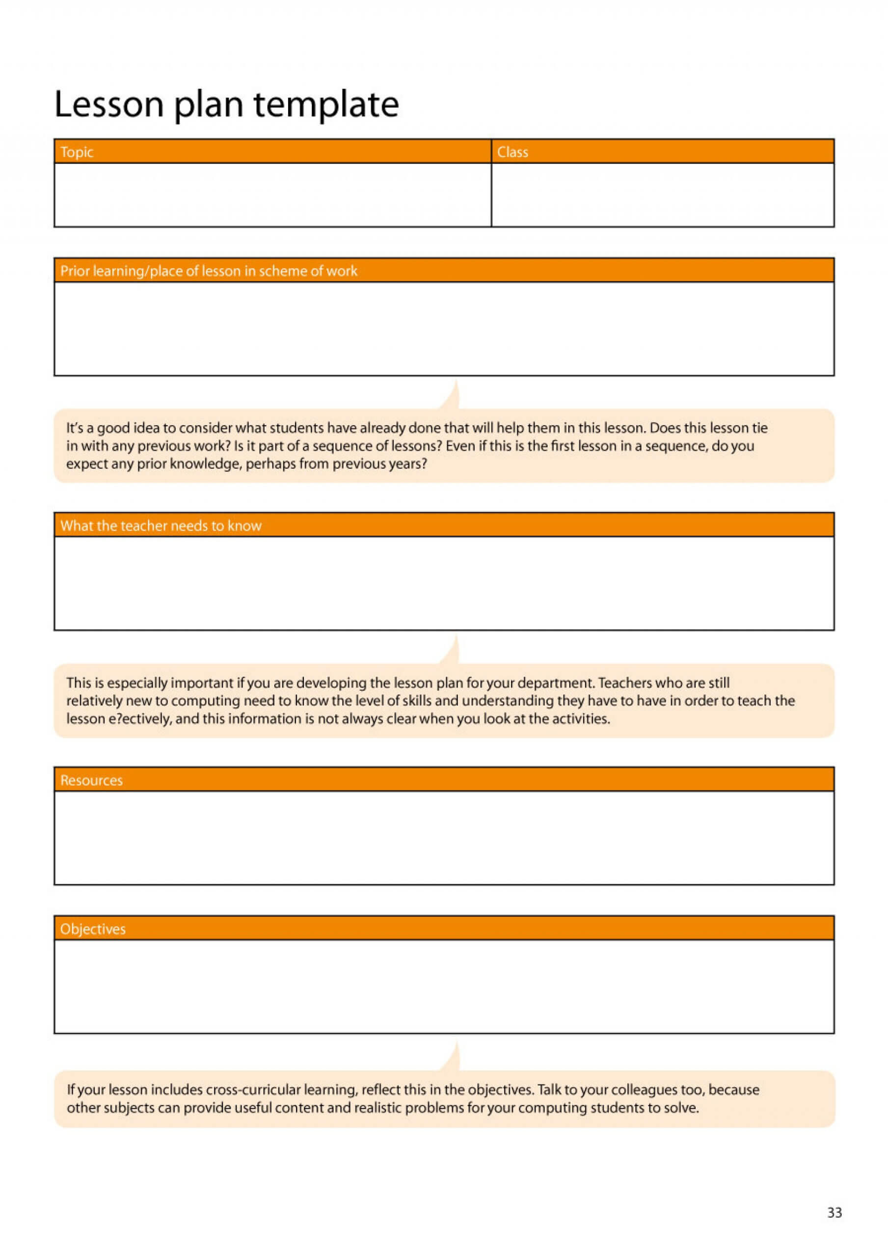024 Lesson Plan Template Free For Elementary Teachers Pertaining To Blank Scheme Of Work Template