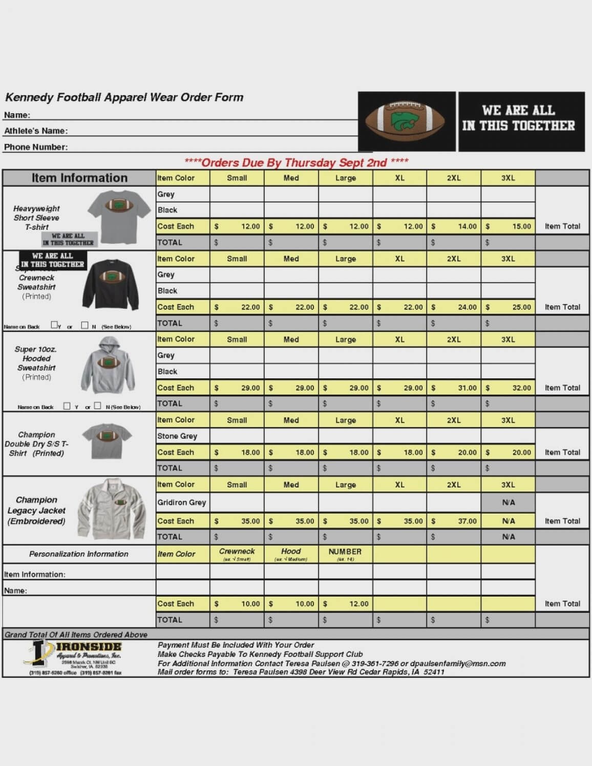 026 Apparel Order Form Template Ideas Systematic Functional With Apparel Order Form Template