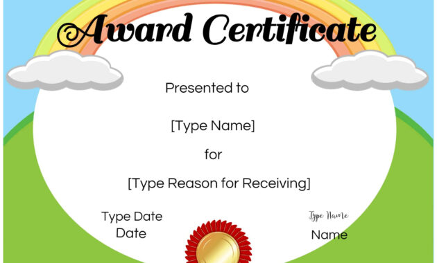 026 Free Templates For Certificates Certificate Kids throughout Certificate Of Achievement Template For Kids