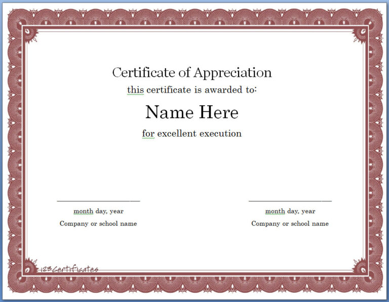 027 Template Ideas Certificate Of Appreciation Templates Inside ...