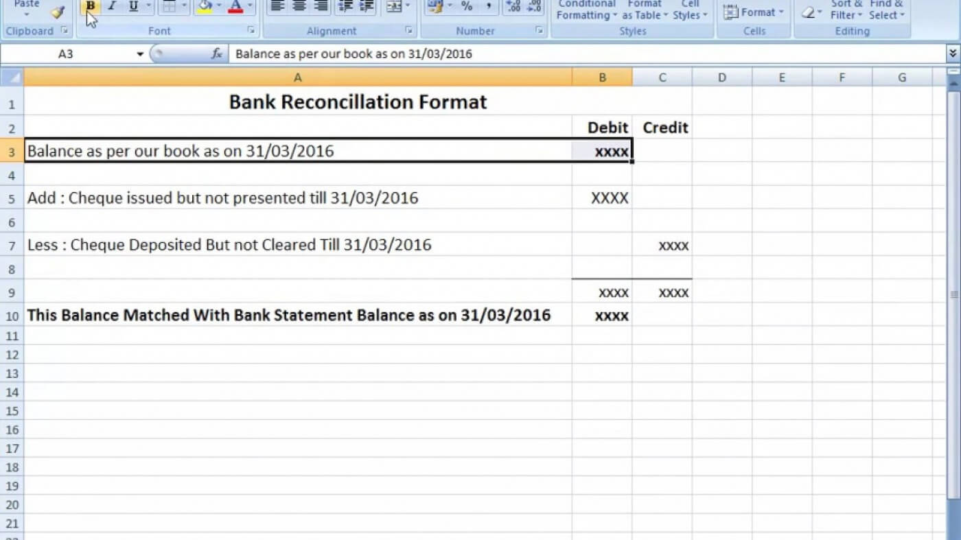 029 Template Ideas Bank Reconciliation Excel Spreadsheet Intended For Business Bank Reconciliation Template