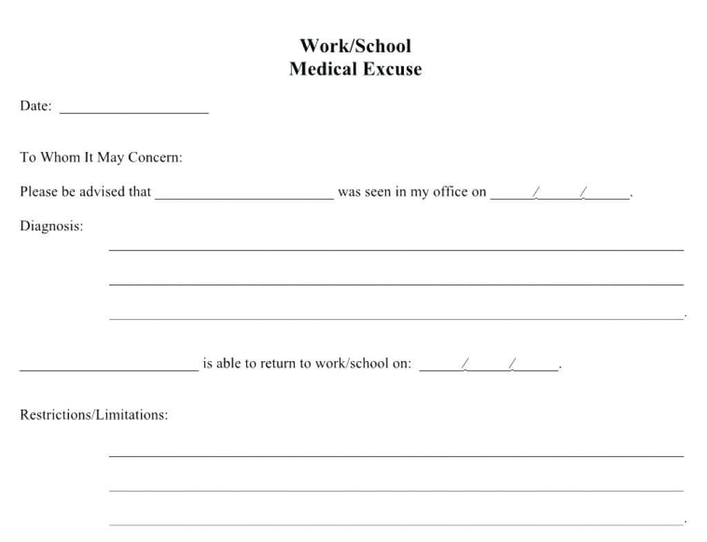 030 Doctors Excuse Forms Doctor Template For Work Dreaded For Blank Doctors Note Template