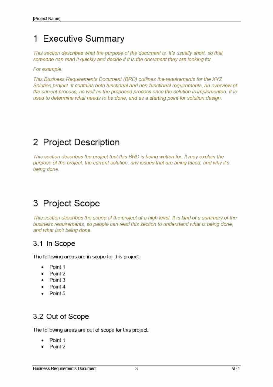 030 Template Ideas Simple Business Requirements Document Regarding Business Requirement Document Template Simple