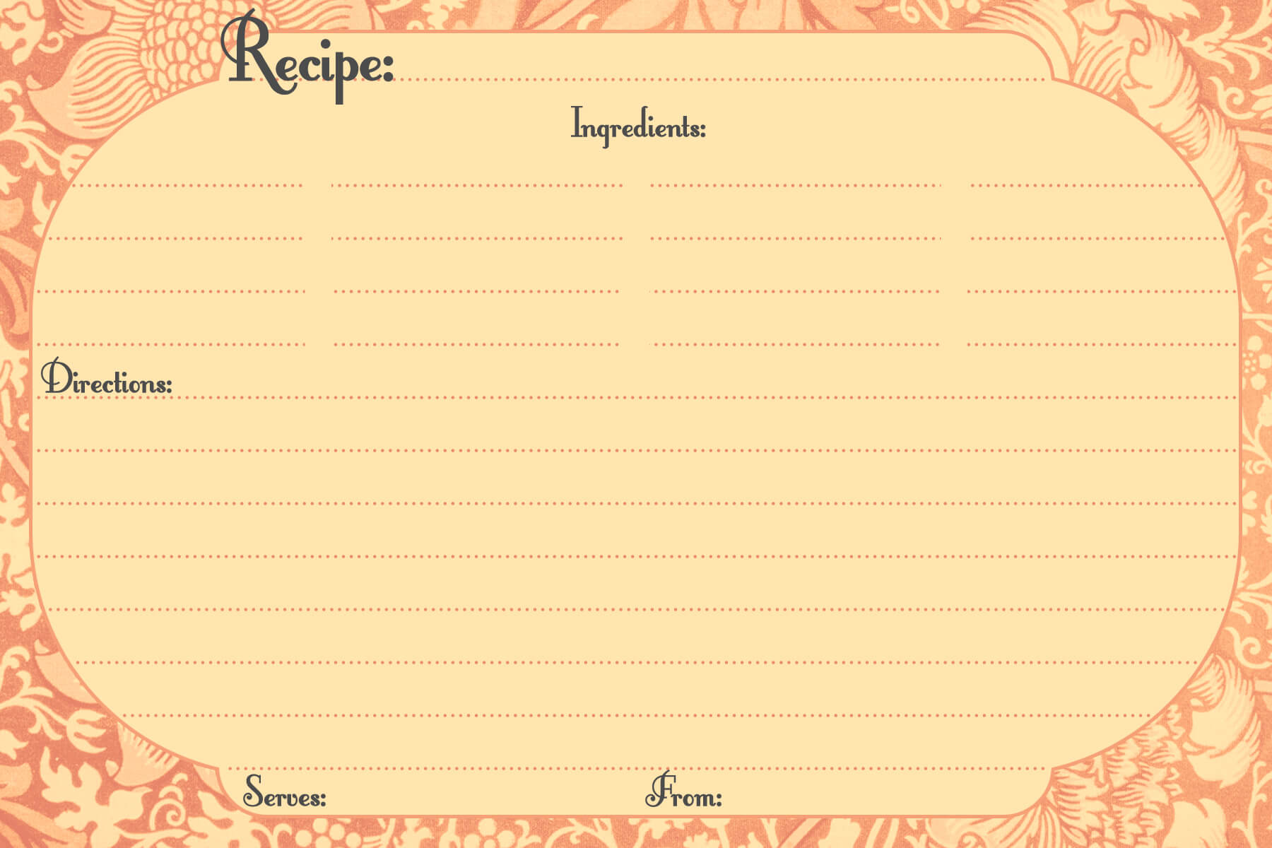 033 Free Printable Borders For Recipes Template Ideas Recipe Intended For 4X6 Photo Card Template Free