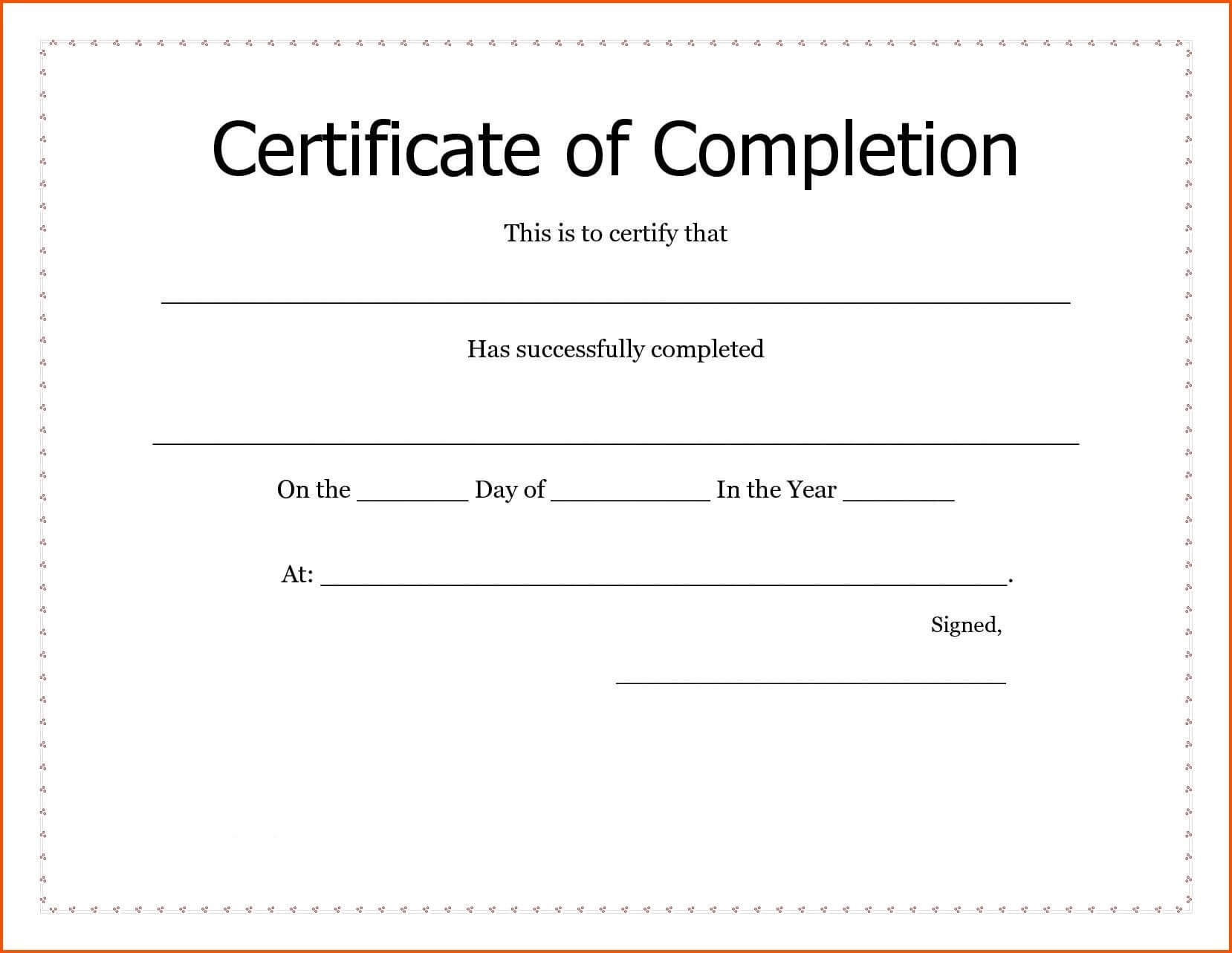 035 Free Certificate Of Completion Template Word Sample Text In Certificate Of Completion Template Word