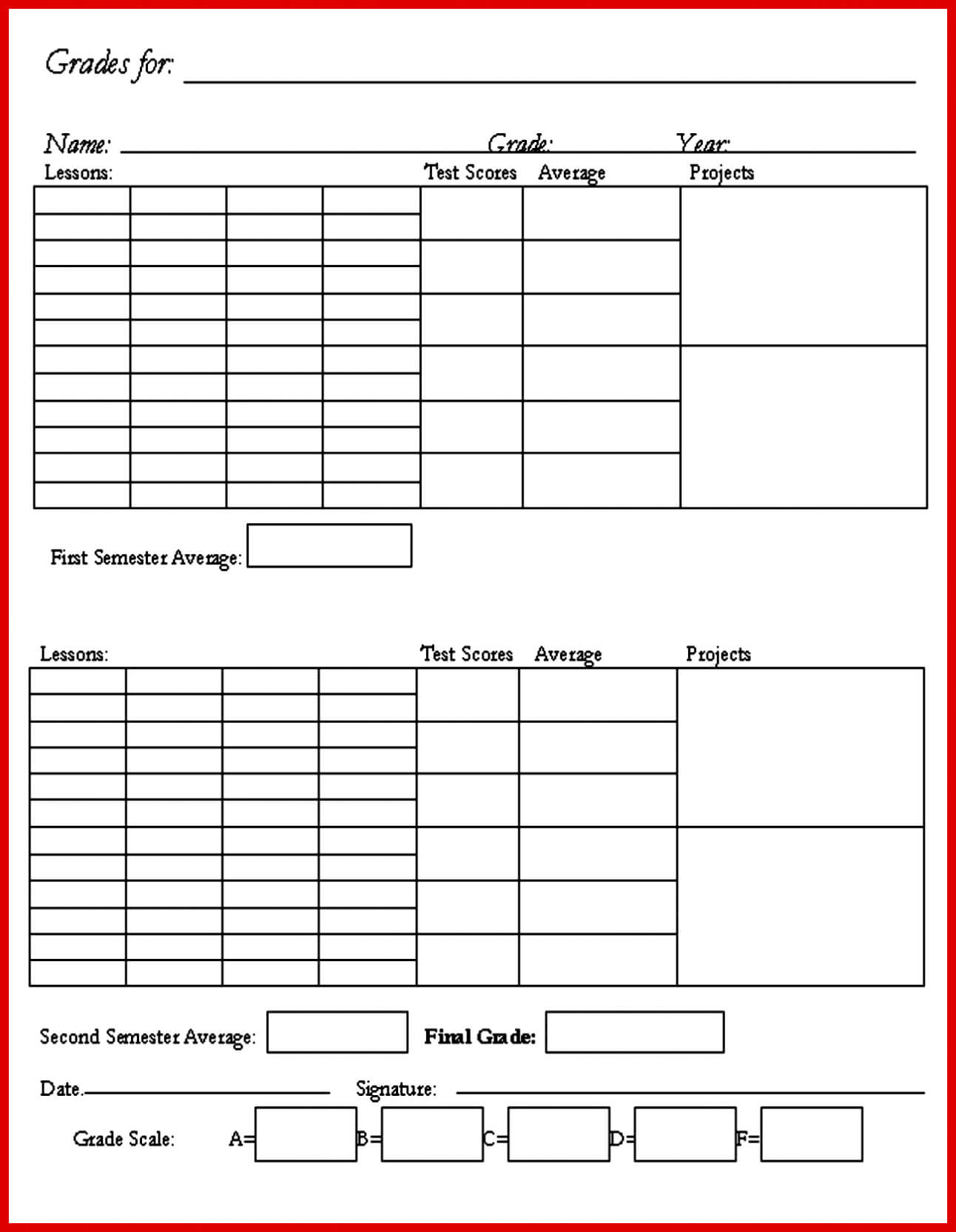 036 Free Download Report Card Template For Homeschoolers Pertaining To Blank Report Card Template