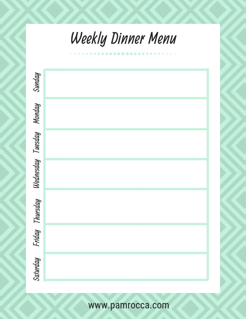 036 Template Ideas Weekly Dinner Menu Free Printable Throughout Blank Dinner Menu Template