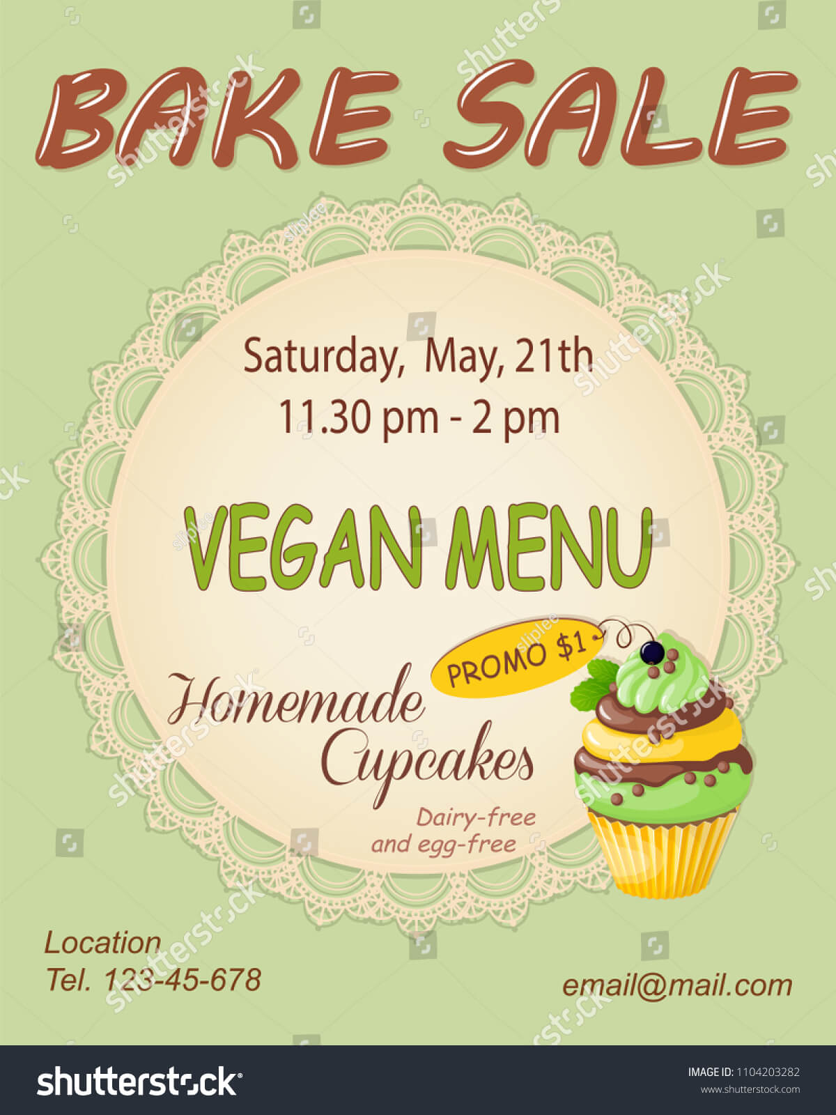 038 Stock Vector Colorful Flyer Template For Vegan Bake Sale Inside Bake Sale Flyer Template Free