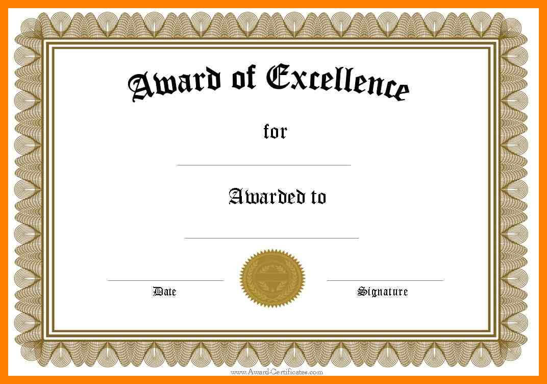 10+ Awards Certificate Template Word | Time Table Chart Throughout Award Of Excellence Certificate Template