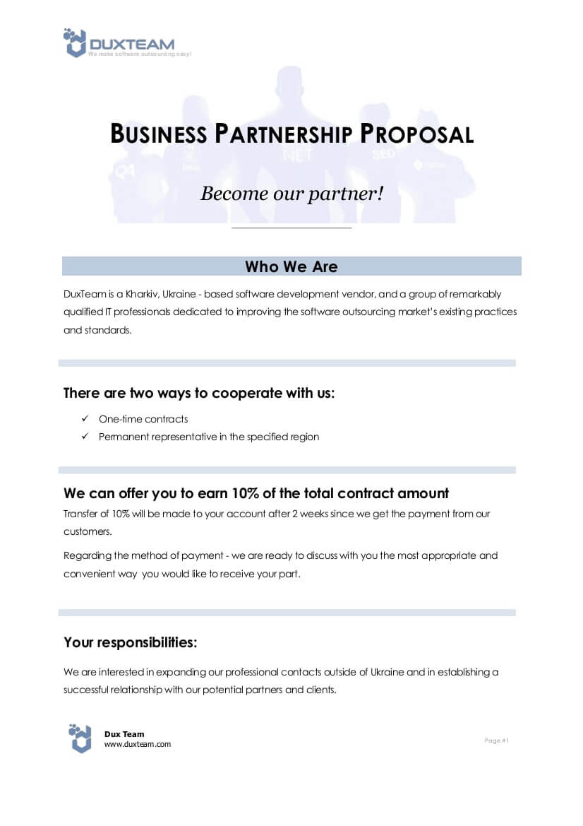 10+ Business Partnership Proposal Examples – Pdf, Word For Business Partnership Proposal Template