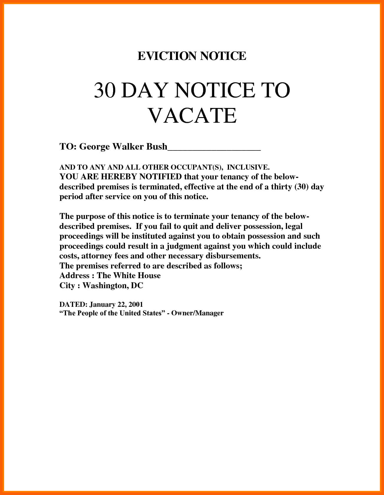 10+ Free 30 Day Eviction Notice Template | Ml Datos Pertaining To 30 Day Eviction Notice Template