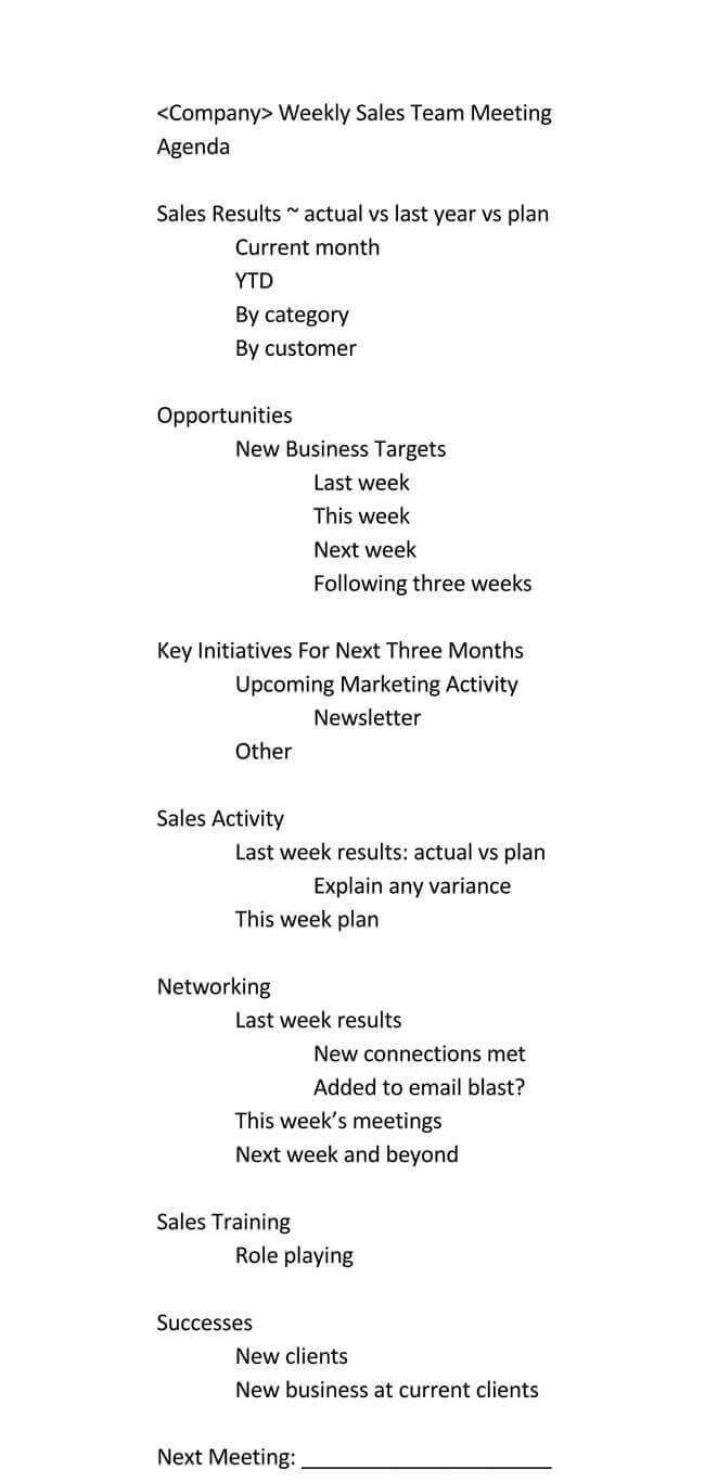 101 Guide Of Weekly Meeting Agenda (With Free Templates) For Agendas For Meetings Templates Free