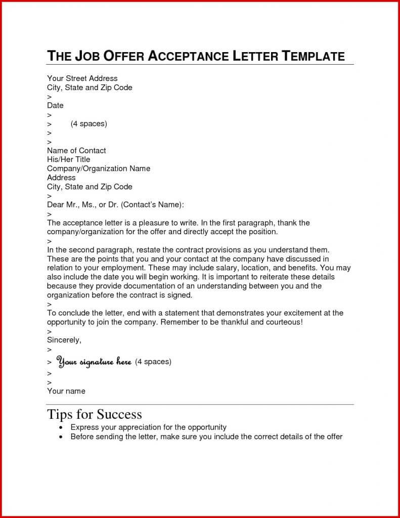 12 Letter Of Offer Of Employment Template | Resume Letter Within Certificate Of Acceptance Template