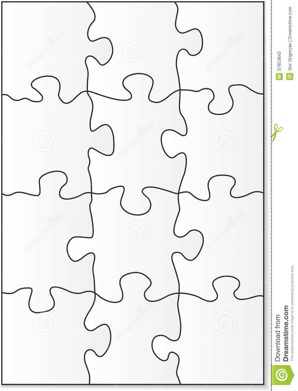 12 Piece Puzzle Template Stock Vector. Illustration Of In Blank Pattern Block Templates