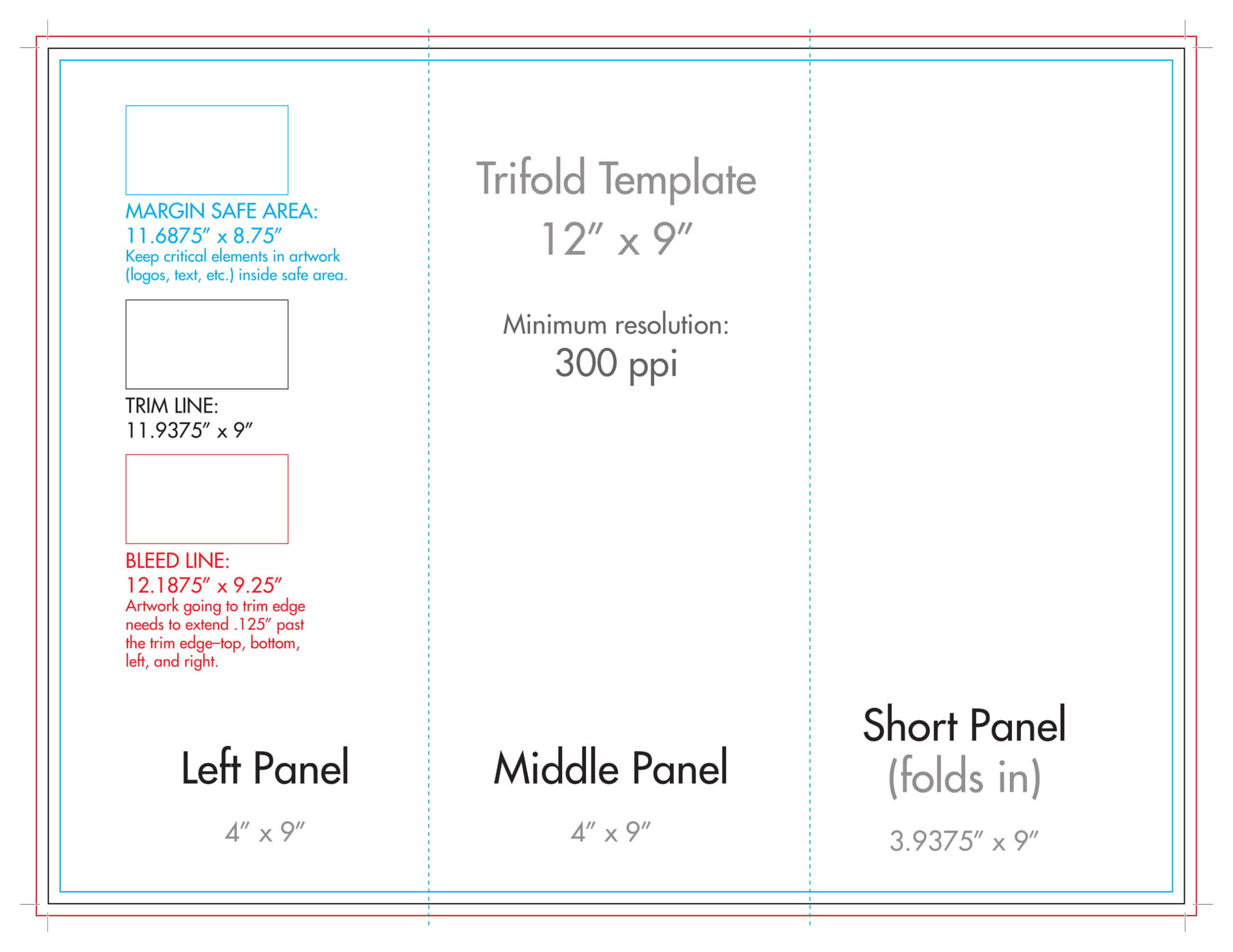 12" X 9" Rack Brochure Template (Tri Fold) – U.s. Press For Brochure 4 Fold Template