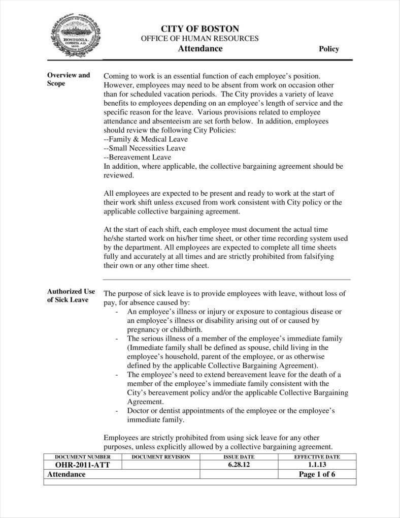 13+ Attendance Policy Templates – Free Pdf Format Download Inside Attendance Policy Template