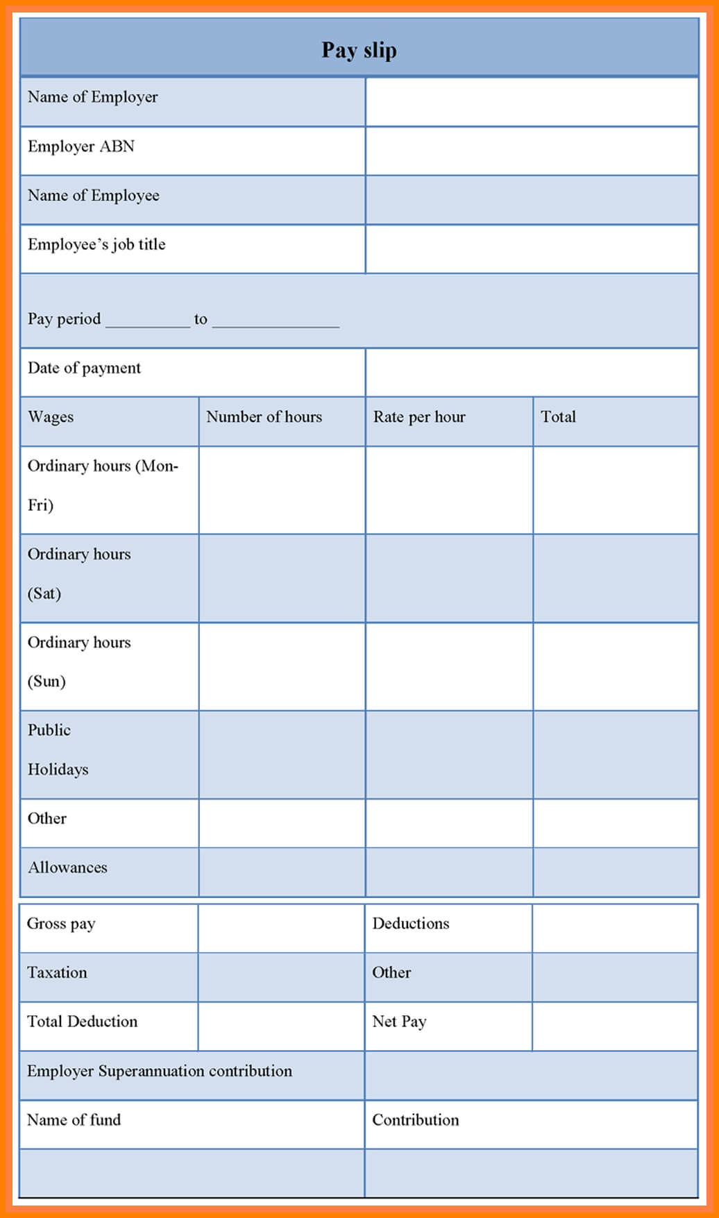 13+ Blank Payslip Template | Sales Slip Template Inside Blank Payslip Template