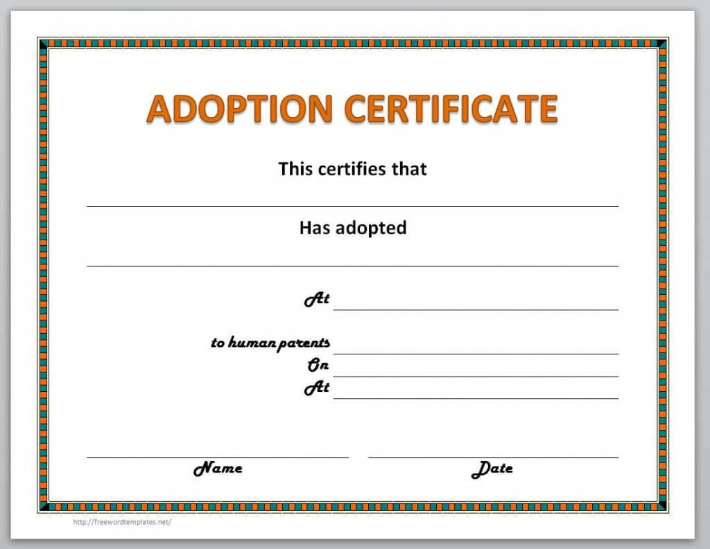 13 Free Certificate Templates For Word » Officetemplate Inside Adoption Certificate Template