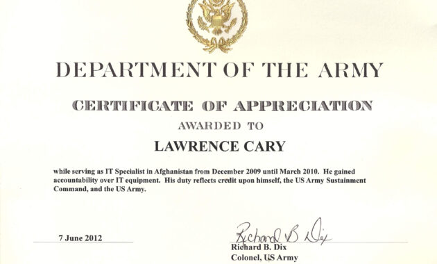 15+ Certificate Of Appreciation In Word Format | Sowtemplate intended for Army Certificate Of Appreciation Template