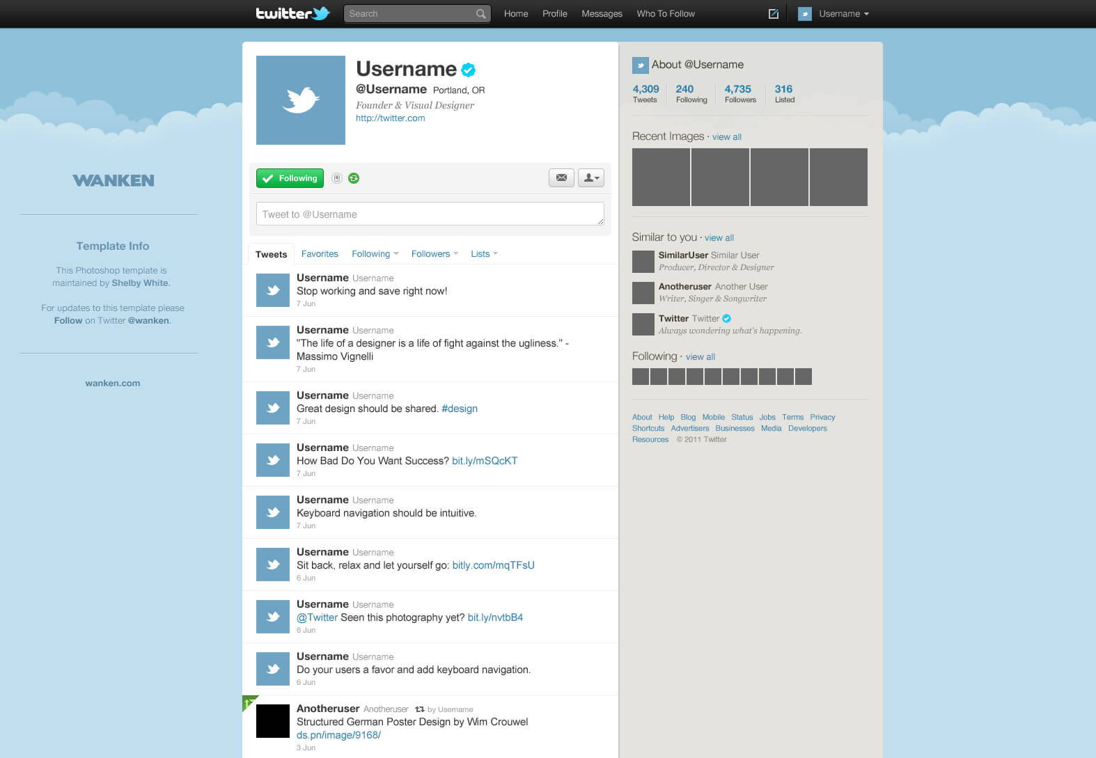 15 Twitter Psd Template Images - Twitter Templates Free Inside Blank Twitter Profile Template