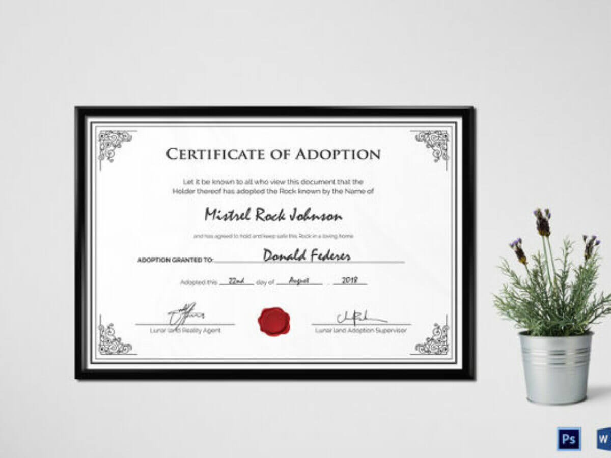 16+ Birth Certificate Templates | Smartcolorlib Throughout Child Adoption Certificate Template