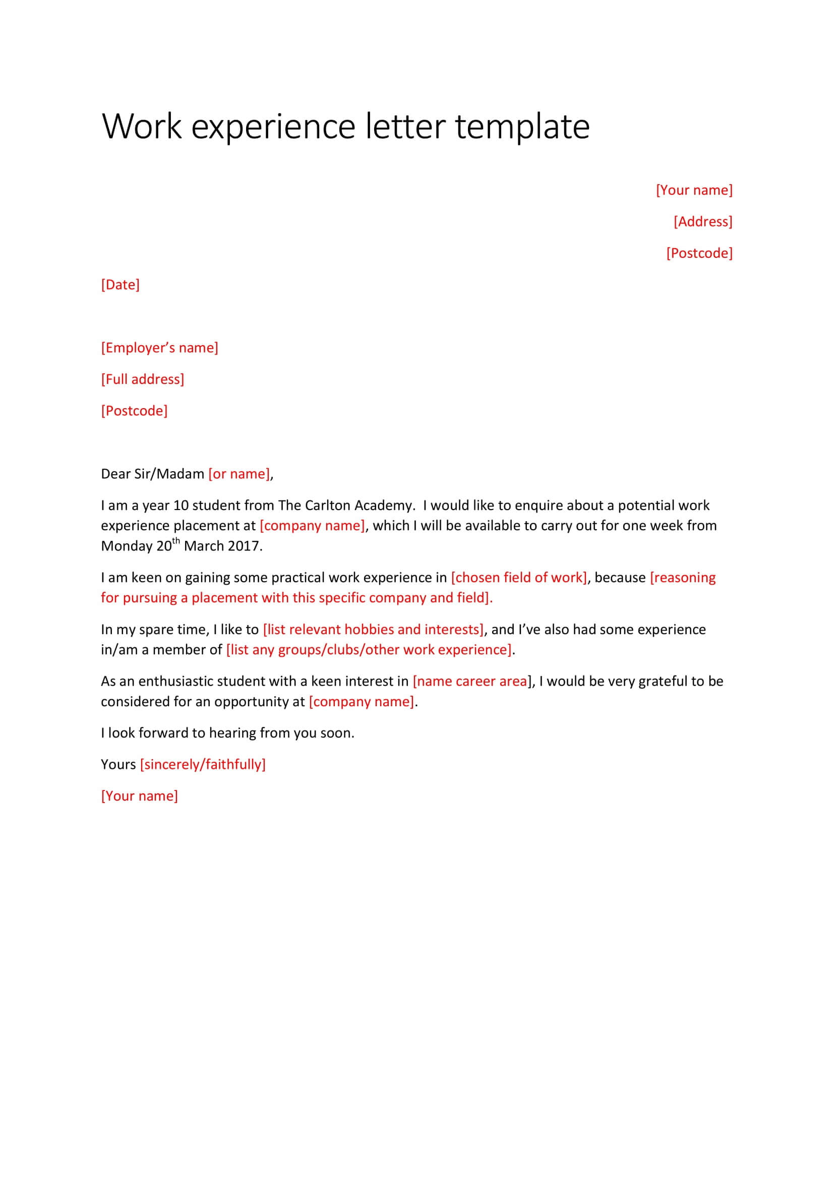 18+ Experience Letter Templates In Pdf | Free & Premium With Australian Business Letter Template