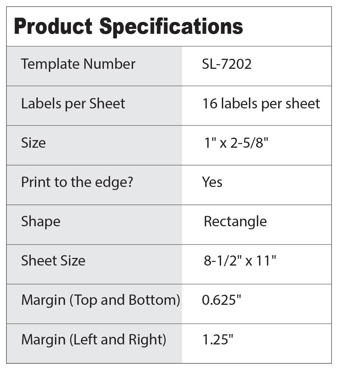 1″ X 2 5/8″ Rectangle Labels  16 Labels Per Sheet – Shannza Regarding 1 X 2 5 8 Label Template