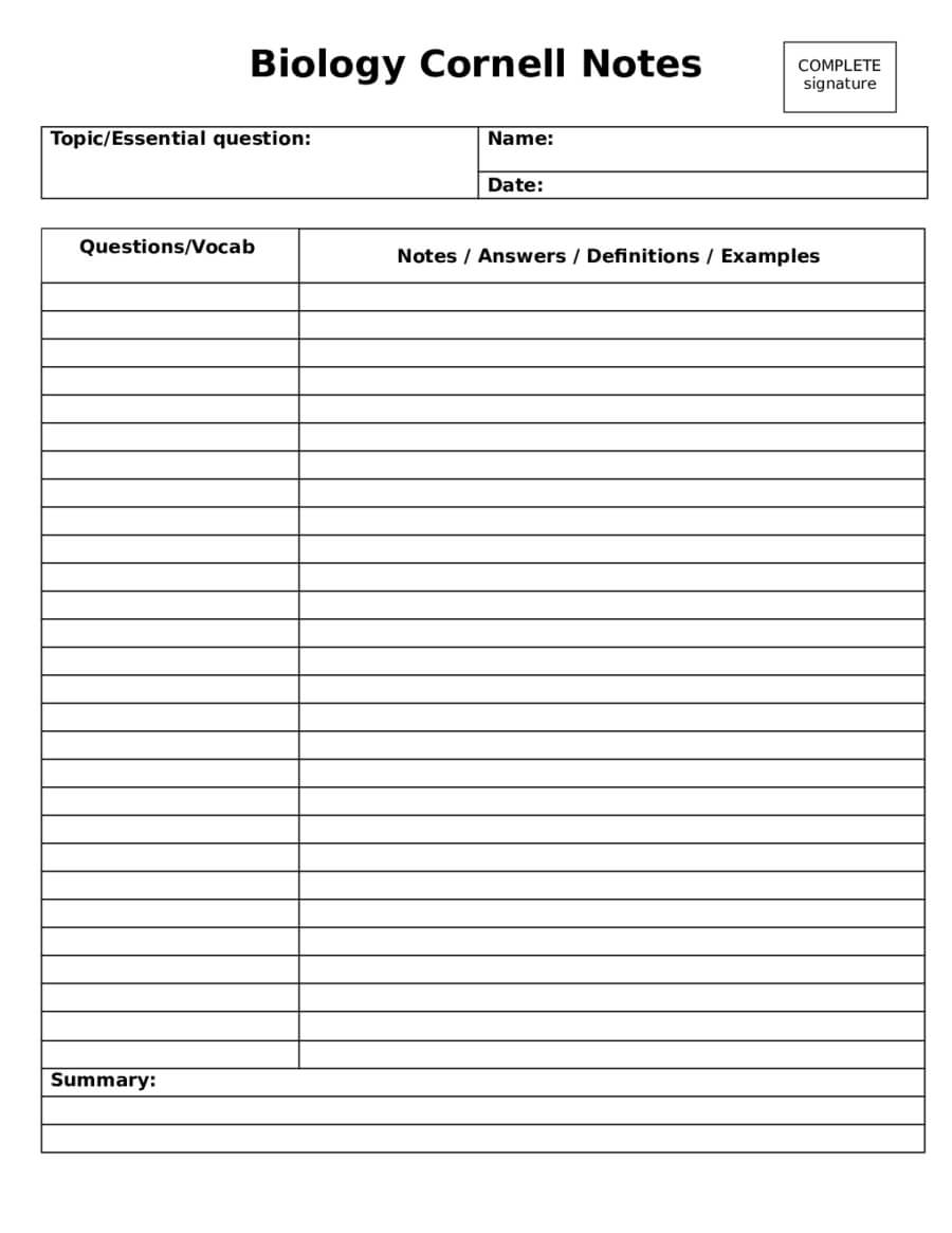 2020 Cornell Notes Template – Fillable, Printable Pdf In Avid Cornell Notes Template Pdf